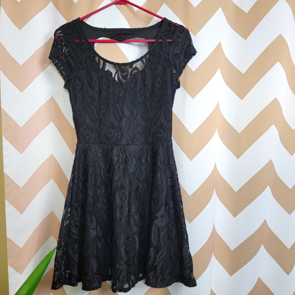Black Lace Heart Cutout Dress Size Small